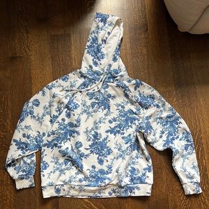 LoveShackFancy x Beach riot oversized sweatshirt blue and white floral